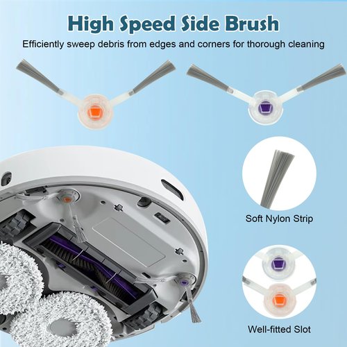 VIEWALL 17 Pack Replacement Accessories Kit Compatible with Narwal Freo X Ultra Robot Vacuum Cleaner, Including 1 Main Roller Brush, 2 Hepa Filters, 4 Mop Pads, 4 Dust Bags, and 6 Side Brushes