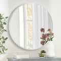 DUQIMO White Round Mirror 30 Inch, Circle Wall Mirrors for Bathroom, Bedroom Living Room or Entryway