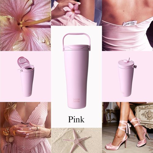 BOTTLE BOTTLE Insulated 30oz Tumbler - Leak-Proof Stainless Steel with Handle & Straw Lid | BPA-Free Pink