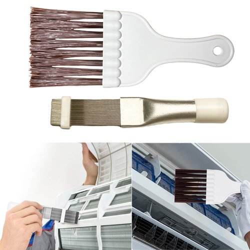 6-Piece Air Conditioner Fin Cleaning Kit HVAC Coil Cleaning Tool Set with Fin Comb Straightener Dual-Sided Microfiber Brushes Deep Cleaning Maintenance for AC Radiator, Vents, Evaporator Coils