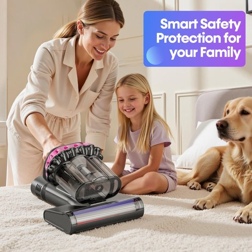 Flybroom Mattress Vacuum Cleaner 550W 18KPa Bed Vacuum Cleaner with Smart Dust Sensor, UV-C Light, 149°F Heat, HEPA Filter, Handheld for Bed Sofa Couch