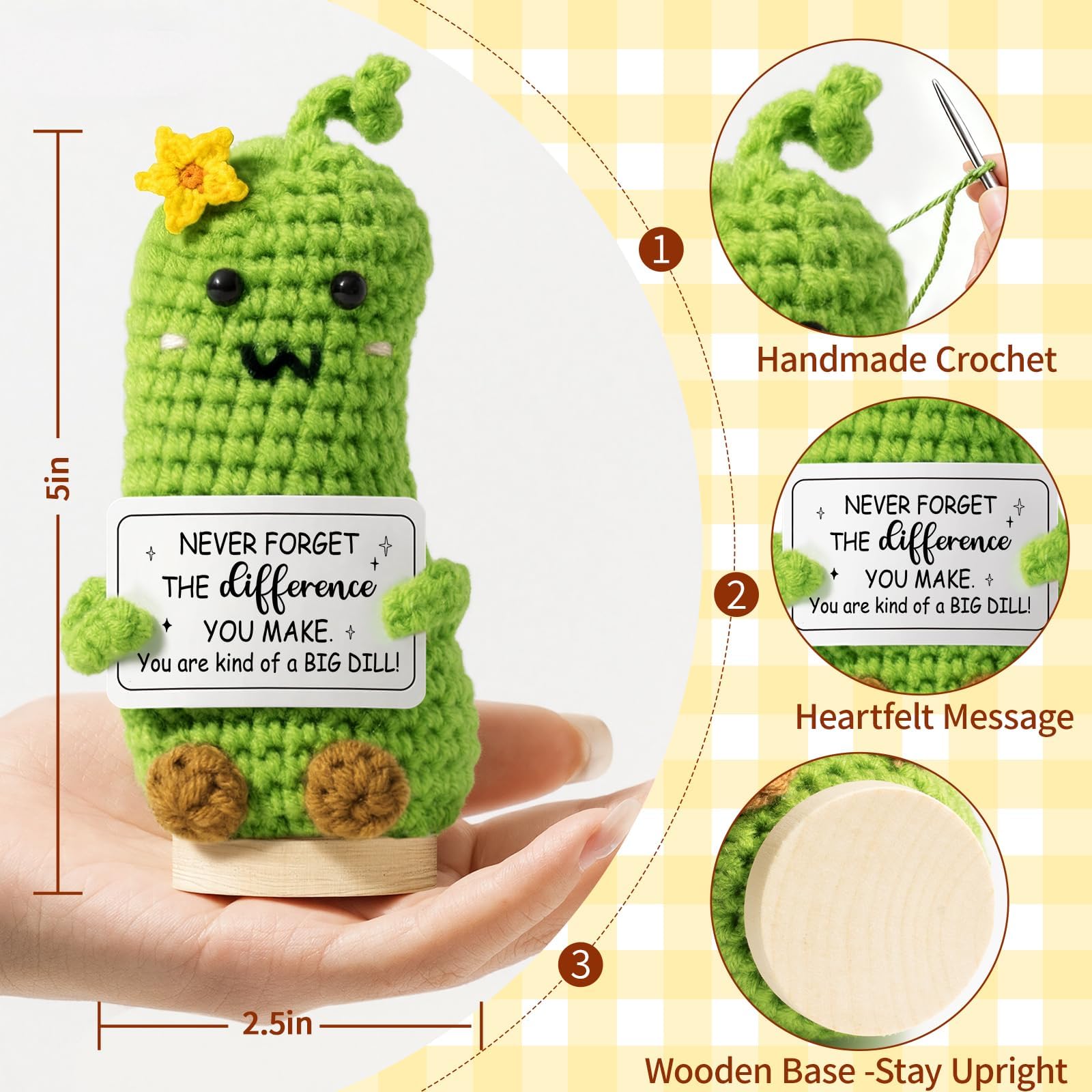 Thank You Gifts for Women Emotional Support Crochet Plush, Administrative Professional Day Gifts Easter Basket, Handmade Bee Crochet Employee Appreciation Gift Set for Teachers Women Coworkers Nurses