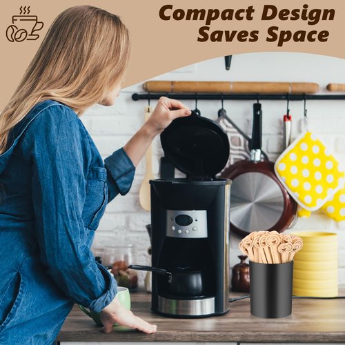 100 PCS Coffee Stirrer and Holder Set 6 inch Wooden Coffee Stirrers with Round Ends Disposable Coffee Stir Sticks Beverage Stirrer Sticks Plastic Drink Stirrer Holder for Cafe Drink Stations Bar