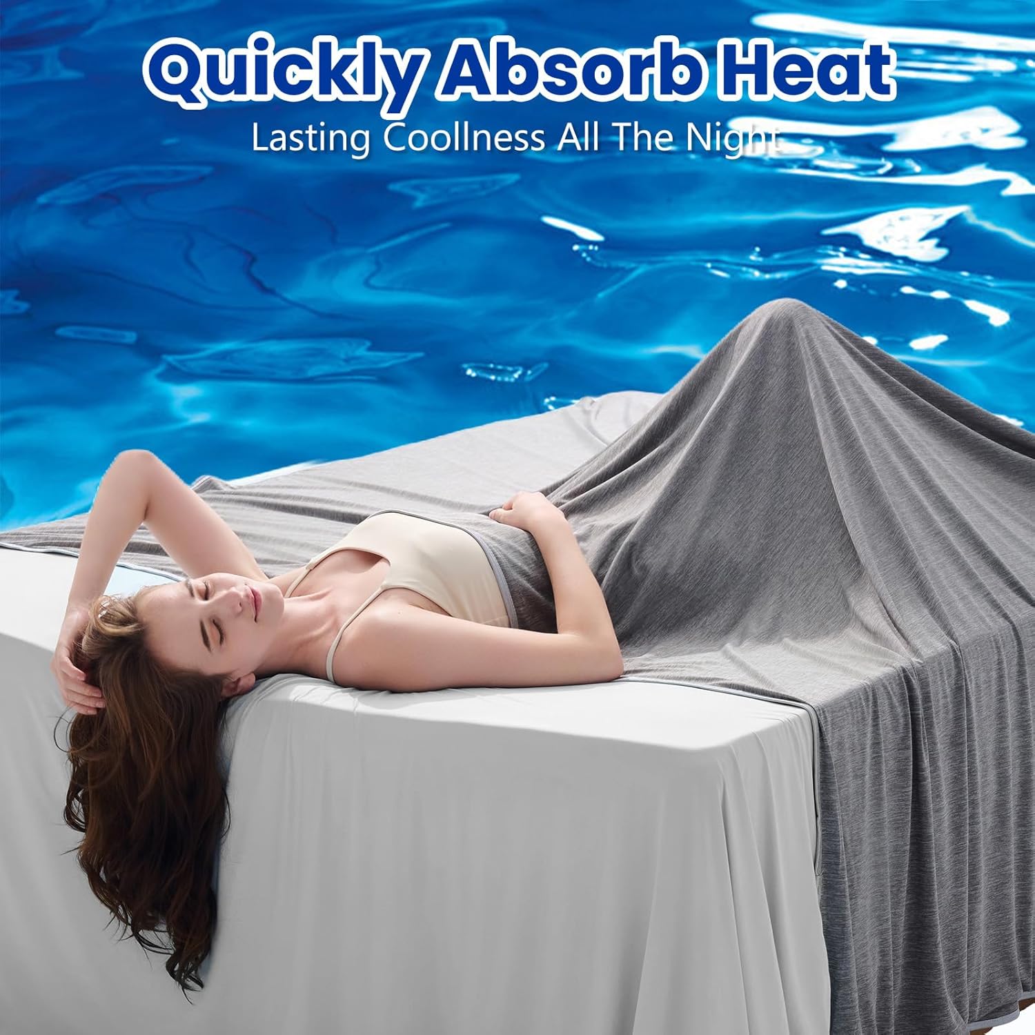 Topcee Cooling Blanket - Ultra-Cool Lightweight Queen Size (90"x90") | Absorbs Heat for Comfortable Sleep