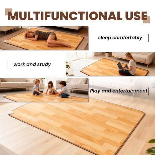 Heated Floor Mats, Heated Floor Carpet, Electric Heated Rug with Adjustable Temperature 12 Hour Timer, Radiant Floor Heater, for Yoga/Indoor/Under Desk (20x39 Inch/50x100 cm)