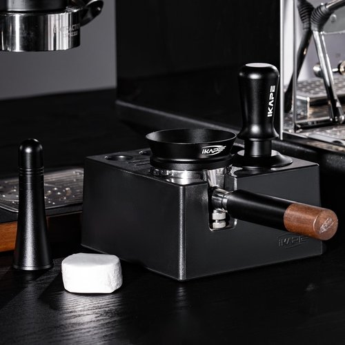 IKAPE 58.35mm Espresso Tamper, Spring-loaded Calibrated Tamper with Titanium Ripple Plating Base, Compatible with Over 58MM Espresso Bottomless Portafilter