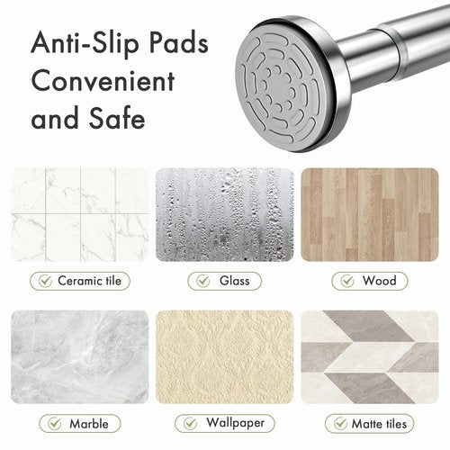 AmazerBath Spring Tension Shower Curtain Rod, 31-75 Inches Heavy Duty Tension Rod Rust Proof Bathroom Curtain Rod, Adjustable No Drill Easy Segmented Installation, Chrome