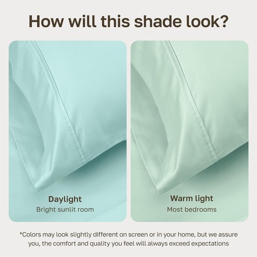 California Design Den Split King Bed Sheets Set - 100% Cotton, 400 Thread Count, Smooth Sateen Finish, Deep Pockets, Seafoam