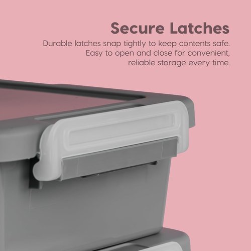 IRIS USA Craft Storage Container Bins - 6 Qt. Stackable Organizer with Lids | 2 Pack in Gray
