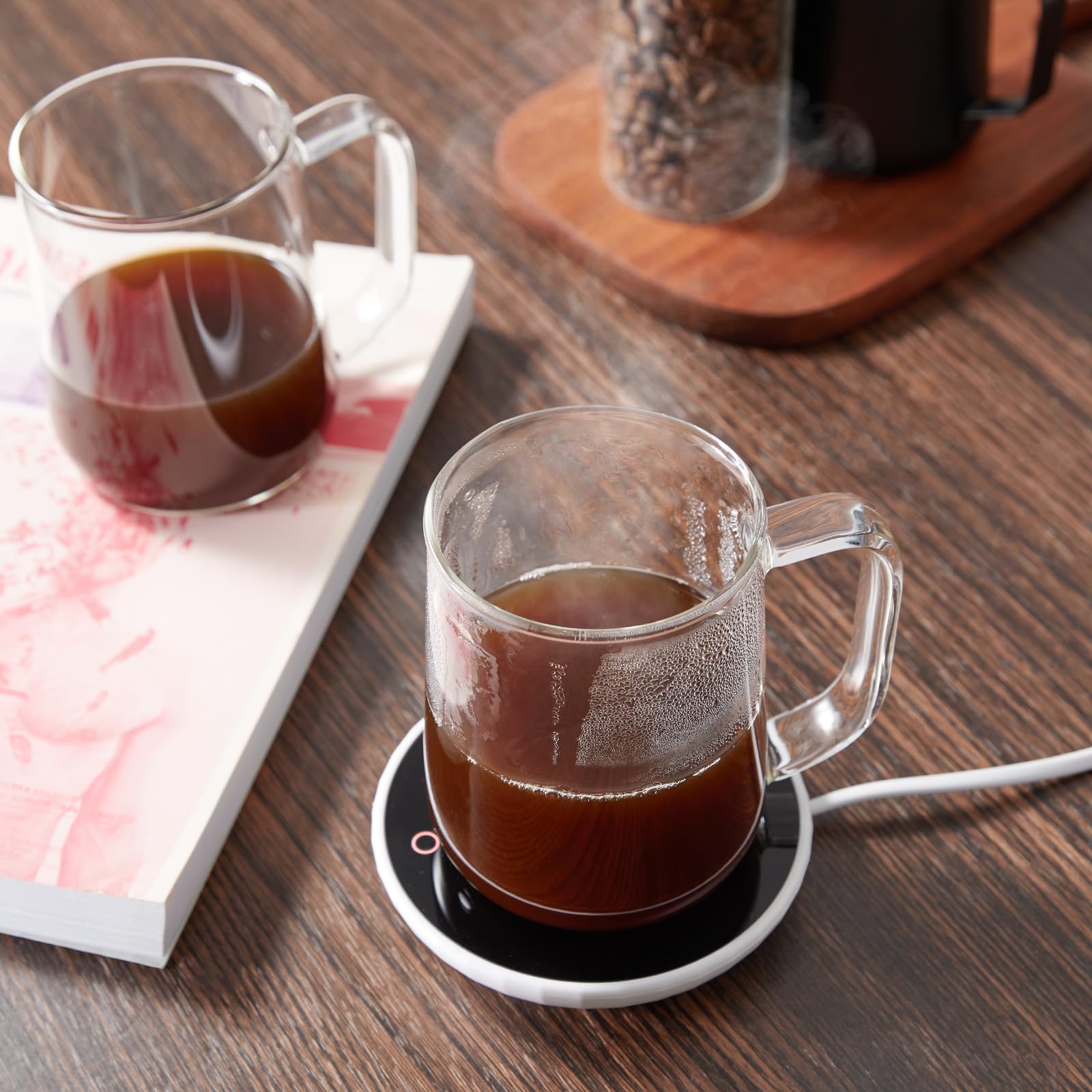 ZMZKKLL Glass Coffee Mugs, 16 oz Glass Coffee Cups Set of 4, Clear Borosilicate Glass Mugs with Handles for Cappuccino, Tea, Latte, Hot/Cold Beverages, Wine, Americano