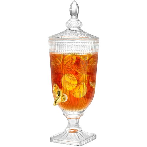 Kingrol 101 Ounces/3 Liters Beverage Dispenser with Lids, Vintage Drink Dispenser for Party, Wedding, Picnic - Wide Mouth, Leak Proof Spigot