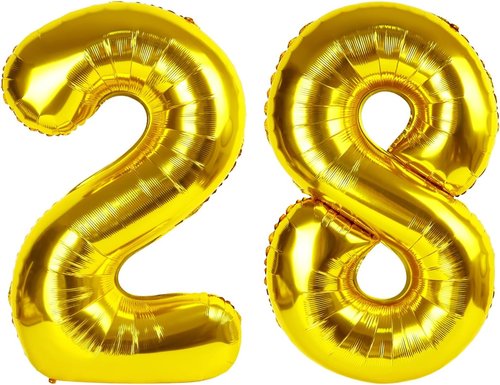 Gold Number 28 Balloon - 40 Inch 28th Birthday Decoration | Elegant Golden Party Supplies
