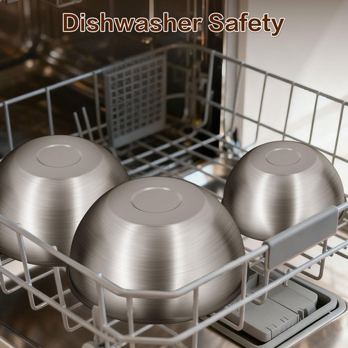 Gronivex 3-Piece Stainless Steel Mixing Bowls Set with Laser-Etched Measurement Marks, 2.4, 3.2 & 4.9 Qt, Food Grade 304, Dishwasher Safe & Stackable for Baking, Salad Tossing, Meal Prep