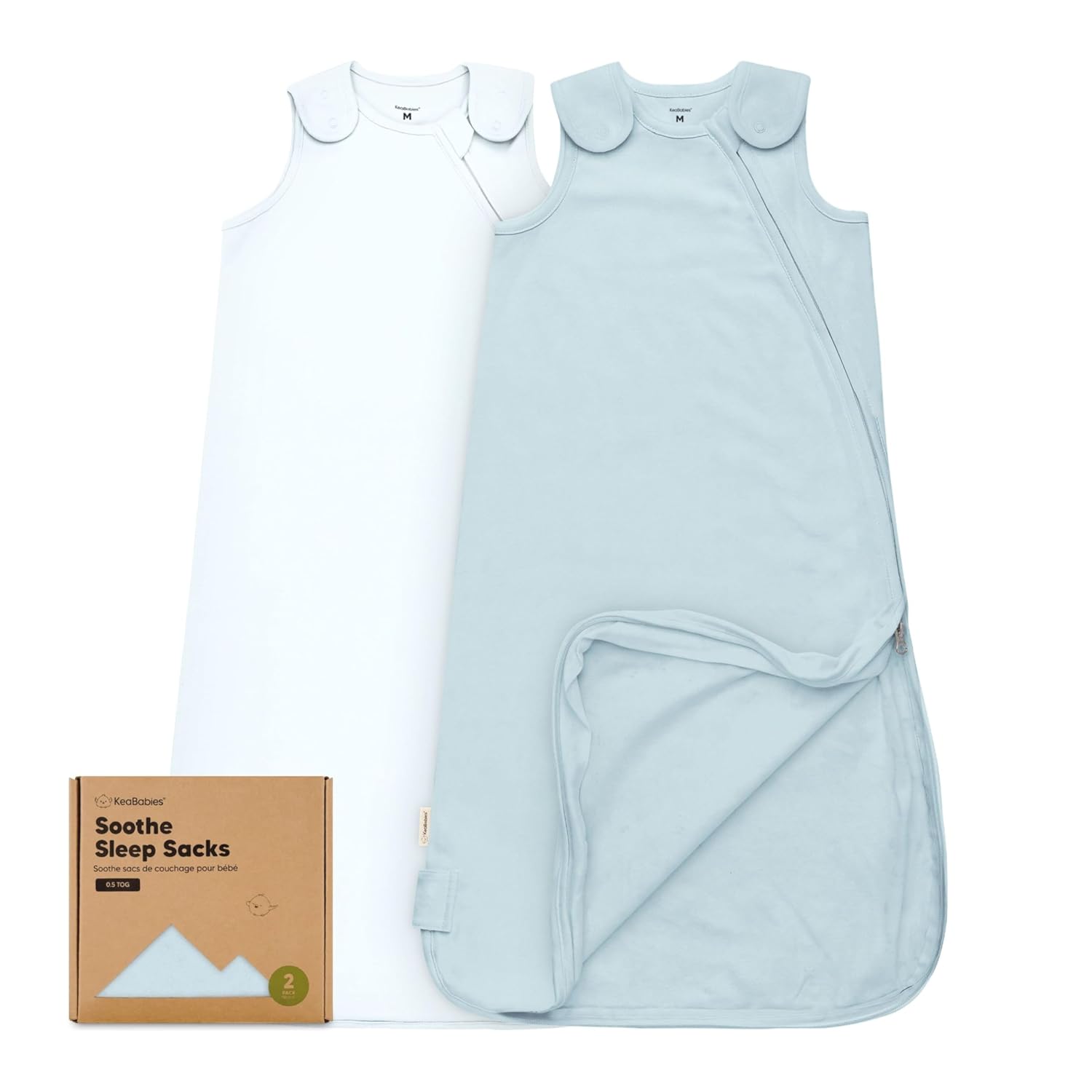 Skiennix Organic Baby Sleep Sacks - Soft & Breathable 100% Cotton Wearable Blankets | 0.5TOG, 6-18 Months (Glacier, M)