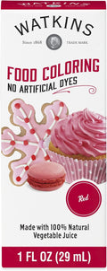 Watkins All Natural Food Coloring - Vibrant Red, 1 Fl Oz | Pack of 12 for Baking and Crafts