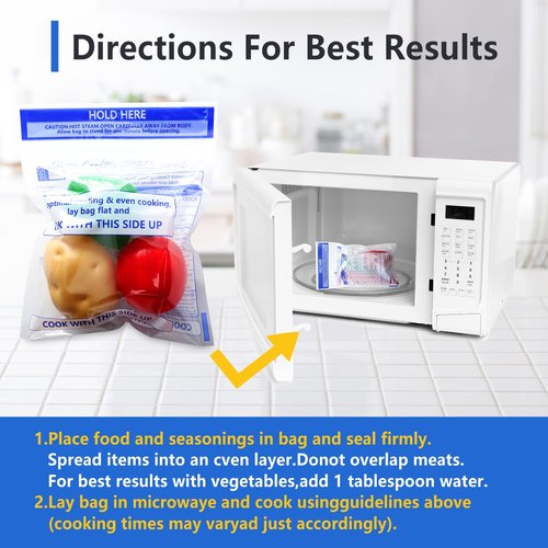 24 Pcs Microwave Steam Bags for Cooking 12 Medium and 12 Large Sizes Reusable Zipper Steamer Bags Microwave Steaming Bag for Vegetables Potatoes Meat Frozen Food (24)
