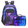 Fenrici Galaxy Backpack and Lunch Box for Kids, 18" Kids Galaxy Backpack Set for School, Space, Purple