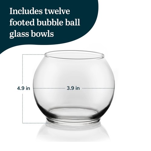 Libbey Footed Bubble Ball, 3.9-Inch Tall by 4.90-Inch in Diameter, Clear, Set of 12