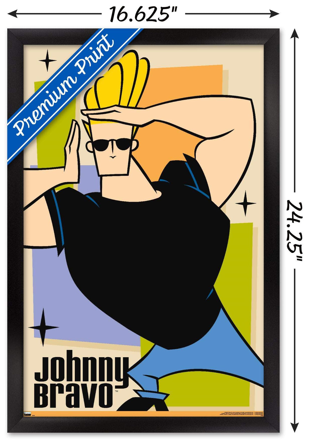 Trends International Johnny Bravo - Pose Wall Poster, 22.4L x 14.7W, Black Framed Version