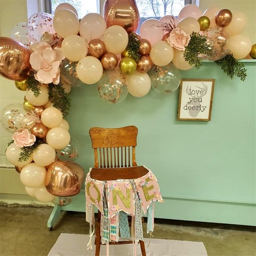 Blush Rose Gold Balloon Garland Kit - 119 Pieces of Peach Pink & Metallic Rose Gold for Birthday & Wedding Decor