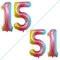 GOER Jumbo Number 15 Balloons - 42 Inch Rainbow Foil Helium Decorations for Sweet 15 Birthday Party