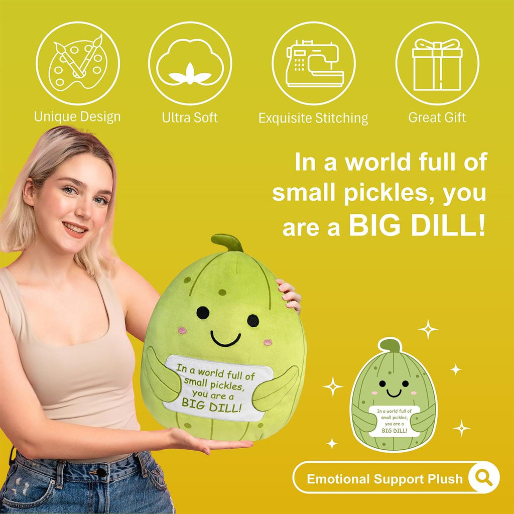 Kingwee Positive Emotional Support Pickle Plush Toy, 16 Inch Funny Pickle Stuffed Animal, Large Ultrasoft Plushie Cucumber Pillow, Stress Relief Gift for Women & Men, Girls, Coworkers