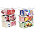 iSPECLE Chest Freezer Organizer Bins - Fits 7 Cu.Ft Deep Freezer, 6 Pack Stackable Wire Baskets(14.7" Length), Heavy Duty Coated Freezer Organizer, Rust Resistant for Frozen Food Sorting, White