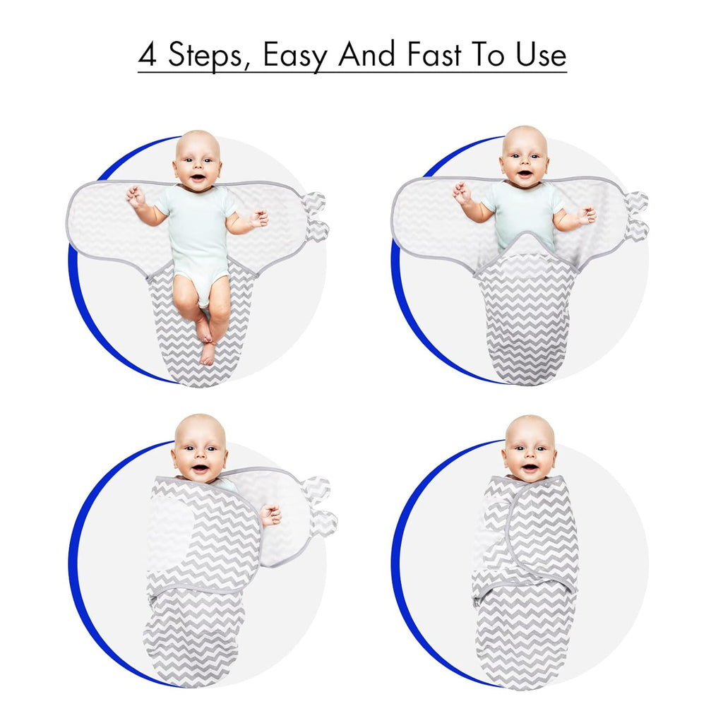 Skiennix Organic Baby Swaddle Sleep Sacks - 4-Pack Adjustable Cotton Wraps for Infants 0-3 Months