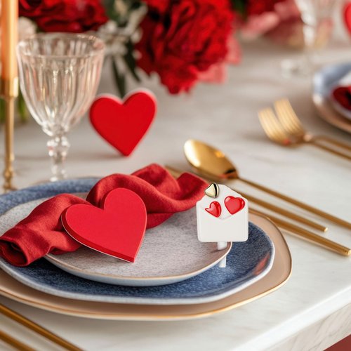 Sieral 4 Pcs Valentine Plate Decorations Hand-painted Ceramic Valentines Day Red Heart Wine Bottle Heart Envelope Red Lips Ceramic Plate Accent for Home Serving Dishes Platter Party Supply