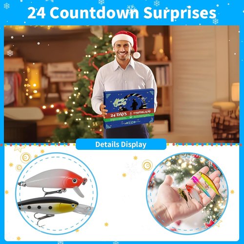 Fishing Advent Calendar 2025 - 24 Days of Premium Fishing Lures for Men & Teens | Perfect Xmas Gift