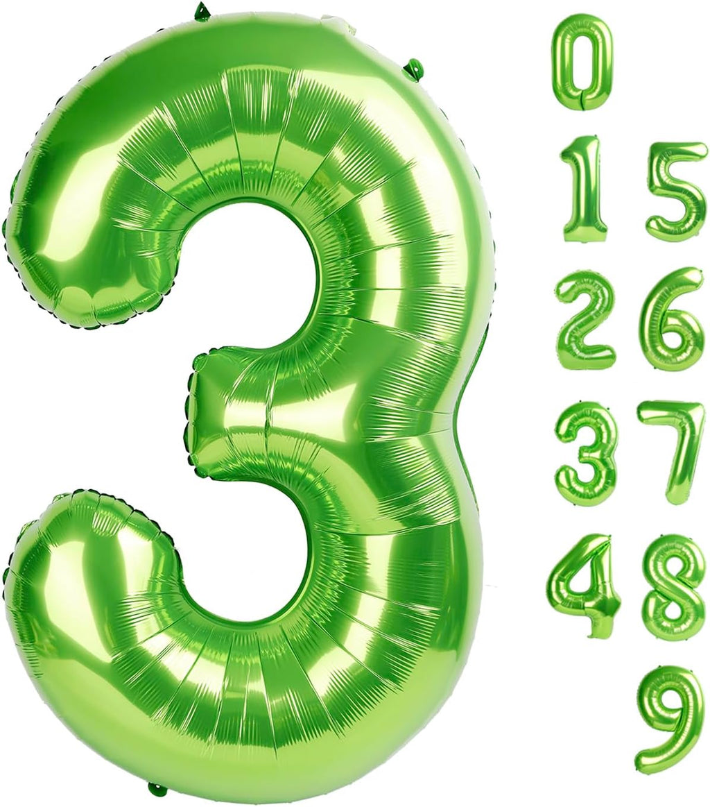 Numbers Balloon 3 - 40 Inch Large Light Green Birthday Decoration for Three-Year-Old Parties