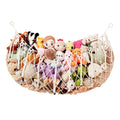 MKO SHUN Large Stuffed Animal Hammock, 59'' L Wall Hanging Net for Stuffed Animal Storage, Boho Macrame Toy Net Hammock for Kids Girls Bedroom Playroom Nursery Decor Plushie Teddy Bear Storage - Cream
