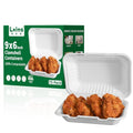 Lxins ECO 9x6 Inch Heavy Duty Clamshell Take Out Containers 【75 Pack】, Compostable Bagasse Food Boxes with Lids, Disposable To-Go Containers for Lunch, Salad, Meal Prep