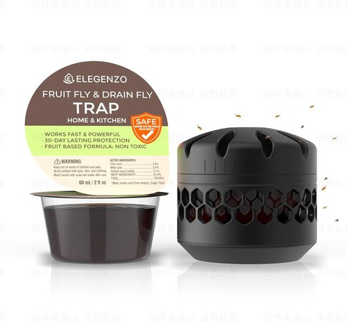 EPA Approved Fruit Fly Traps by [Brand Name] - Reusable Escape-Proof Design with Powerful Fruit Bait (2 x 60ml)