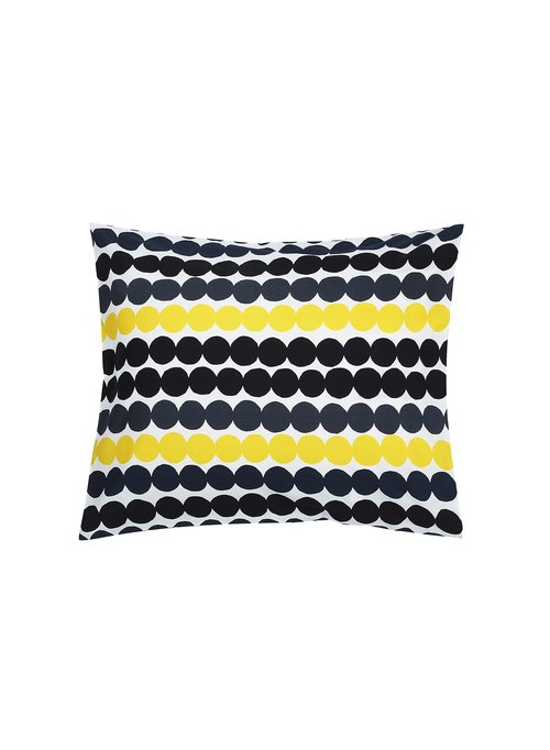 MARIMEKKO Pieni Räsymatto Cotton Pillow Cover (Black and Yellow) – Refine Your Home Décor with Our Square Cushion Cover W/Side Zip Closure — Modern Pillow Covers 20x20 inches