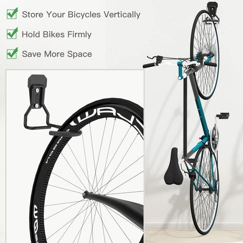 Housolution Bike Wall Mount | Heavy-Duty Vertical Bike Rack for Garage Storage - 4 Pack with Fixed Hook