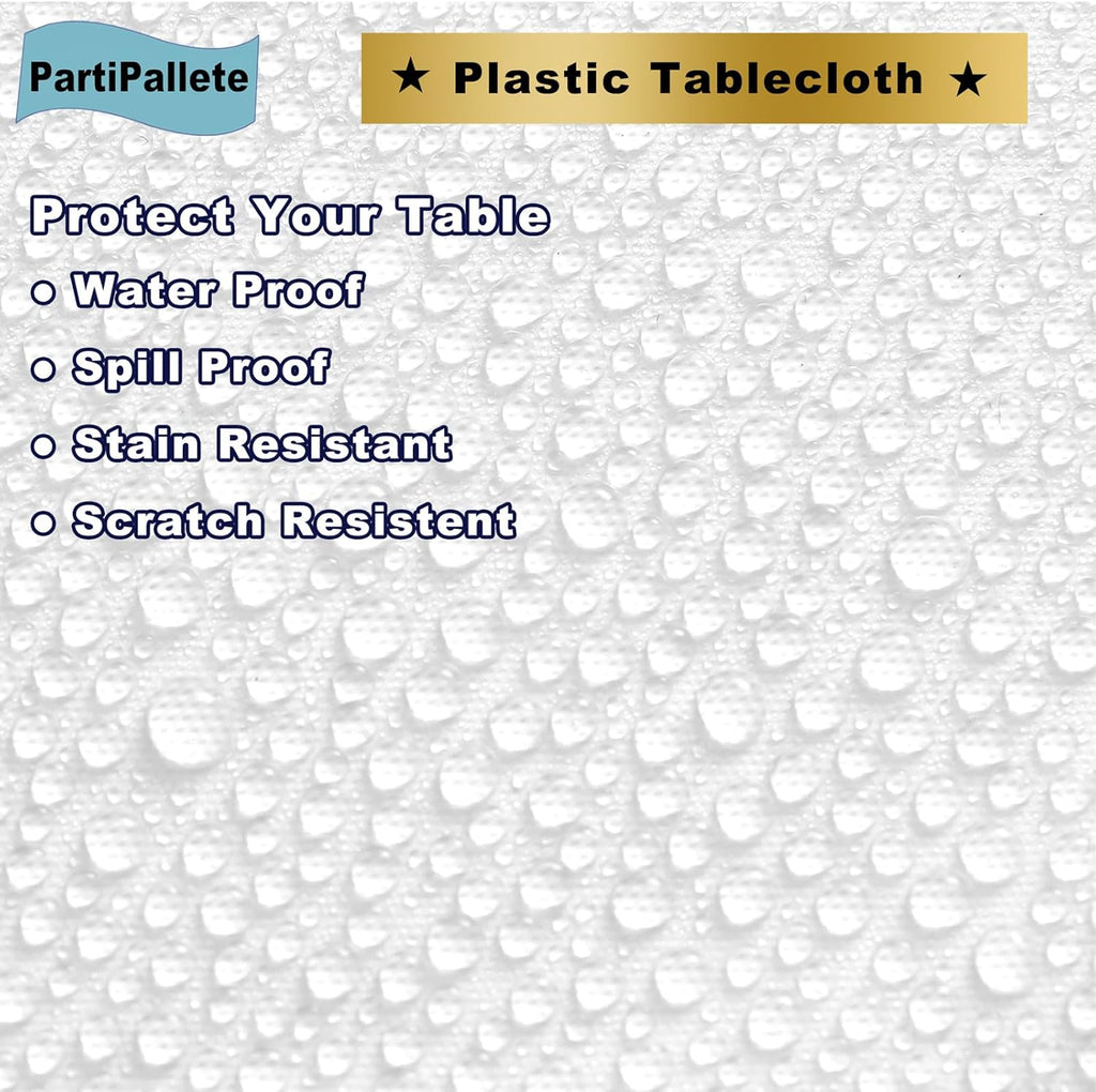 Skiennix Premium Disposable White Tablecloths - 3-Pack Rectangle 54" x 108" for Parties & Events