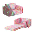 Kisdsa Toddler Couch Fold Out, Foldable Toddler Chair with Blanket, Flip Out Kids Couch,Glow in The Dark Convertible Sofa Gift for Girls & Boys (Glow Pink)