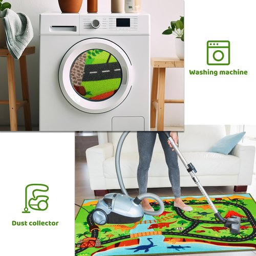 Kids Carpet Playmat Rug,59"X39.4" Dinosaur Car Rugs for Kids Toy Cars,Non Slip Dino Safari Road Map Kid Rug for Playroom Bedroom Boys,Kid Play Mat Road Carpet,Track Rug Car Play Carpet for Kids