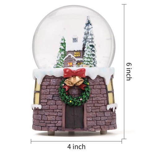 Christmas Music Box Snow Globe Gift, Musical Village Glitter for Women Wife Mom Girlfriend Daughter Son Granddaughter, Xmas Present Plays Silent Night Tune
