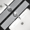 SpaceHacks Stone Faucet Mat for Kitchen Sink - Fast Drying Diatomite Stone Drying Mat, Textured Drainage Sink Protector, Water Splash Guard with Base Pads for Bathroom Counter (23.7x4 in, Light Gray)