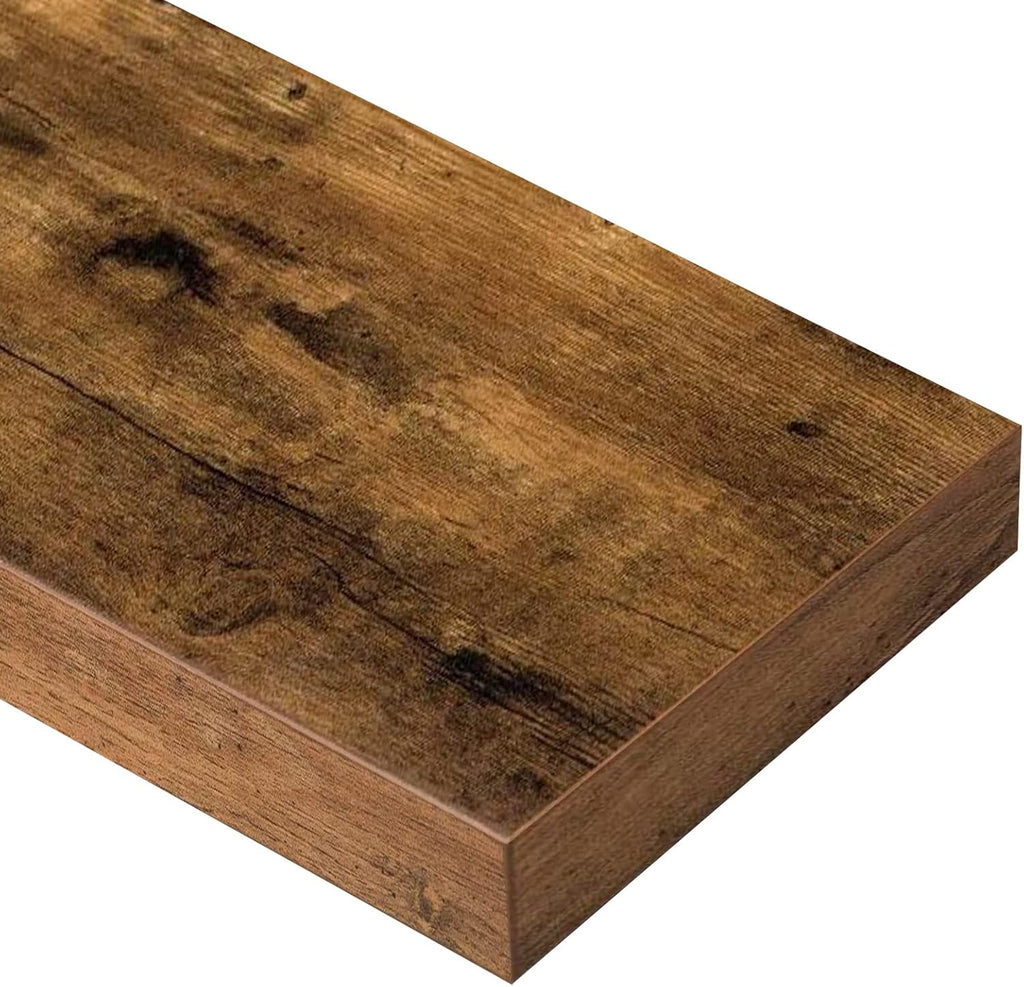 QEEIG Floating Bathroom Shelves - Rustic Brown Wall-Mounted Shelf Set of 2 | 15.7" x 6.7" for Home Decor