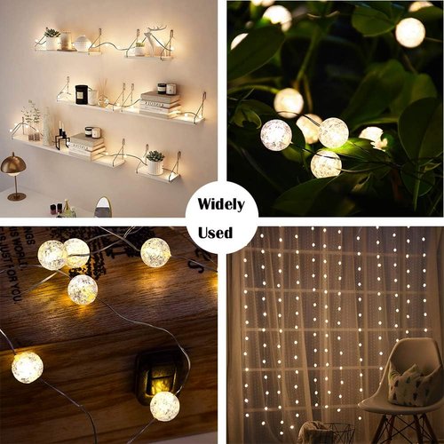 Grandhome Globe String Lights - 10ft 30 LED Warm White Crystal Ball Fairy Lights | Waterproof & Remote Control