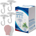 TAILI Heavy-Duty Adhesive Ceiling Hooks - No-Drill Removable Wall Hooks for Plants & Lights | 4 Pack White
