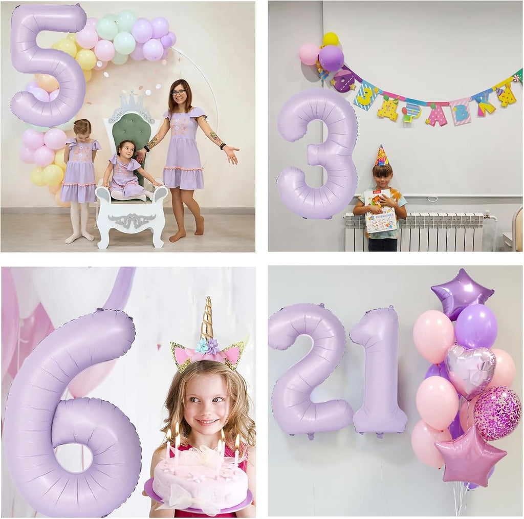 Skiennix 40-Inch Purple Number Balloon - Matte Light Purple Birthday Decoration (Number 6)