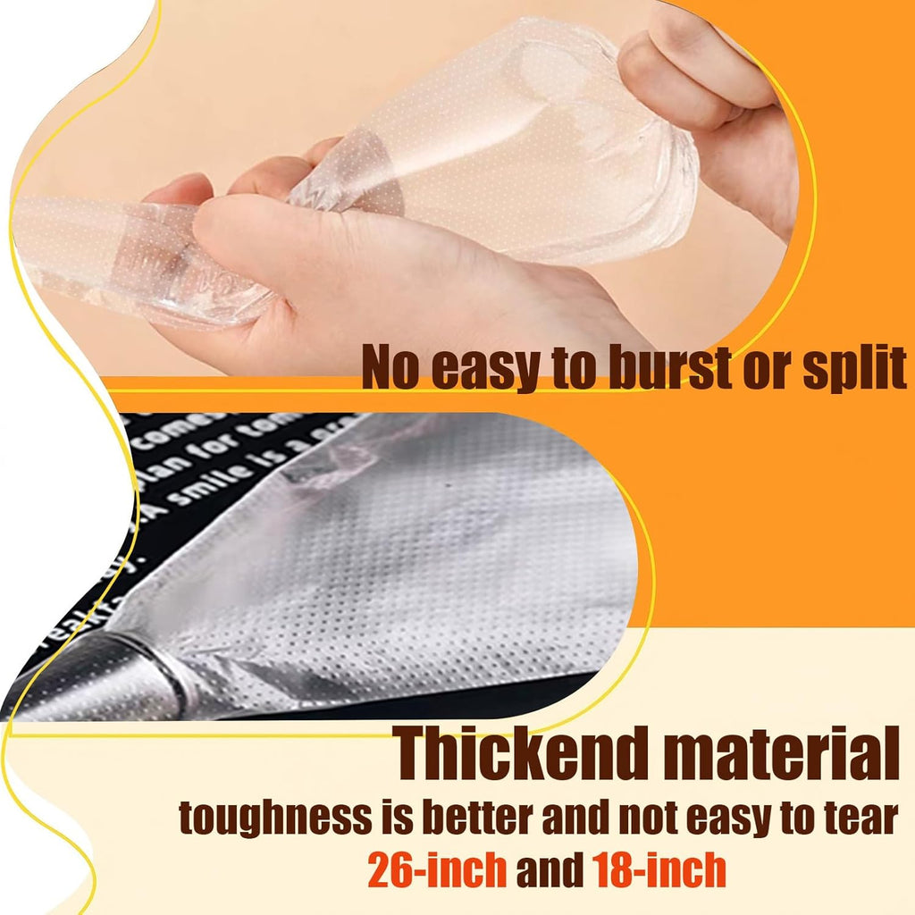 Tipless Piping Bags - 18 Inch for Royal Icing | 26 Inch Large, Thickened & Non-Slip Disposable