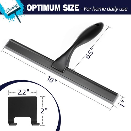 Matte Black Shower Squeegee by [Brand Name] - 10-Inch Stainless Steel for Streak-Free Bathroom & Mirror Cleaning