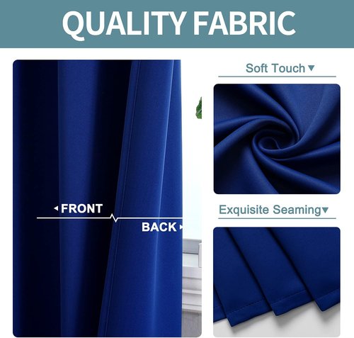 ChrisDowa Blackout Curtains - 90-Inch Thermal Insulated Grommet Panels Set | Royal Blue, 2-Pack