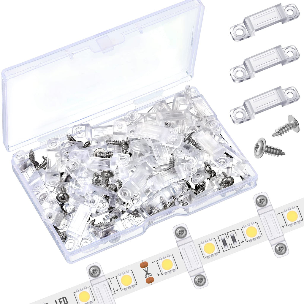 Qunclay 600 Pcs LED Light Strip Clips Clear Strip Light Mounting Brackets LED Holder Clamp Outdoor with Screws 12 mm Wide for Holidays Party Decor Ip67/68
