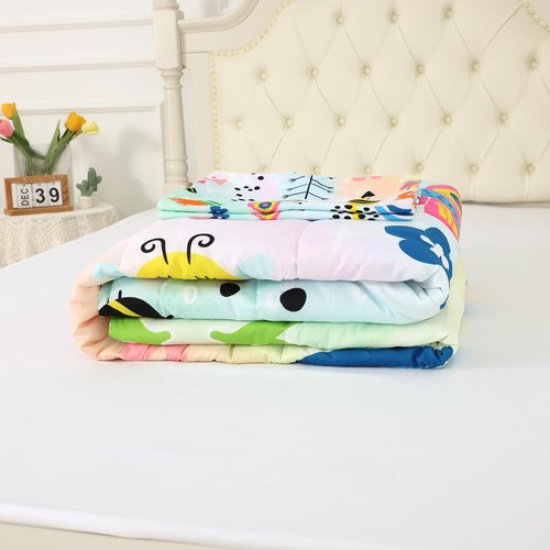FUYEUN Rainbow Comforter Sets Full Size Cartoon Frogs Bedding Sets for Girls Kids Teens Boys Flowers Butterfly Bees Snails Insects Cute Kawaii Quilt 1 Comforter + 2 Pillow Cases